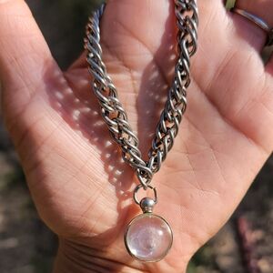 Vintage chunky bracelet of faith mustard seed silver link religious bracelet